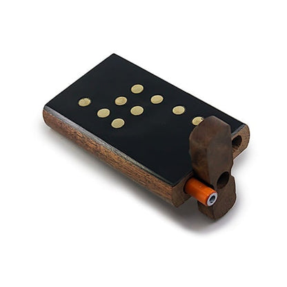 Handmade Wooden Blacked Guitar Pickup with Brass Pole Pieces and Orange Wire for Smoking Accessories