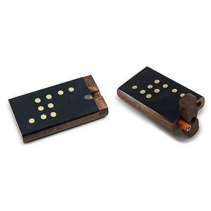 Handmade Wooden Blacked Domino Game Pieces in Smoking Accessories Stud Dugout
