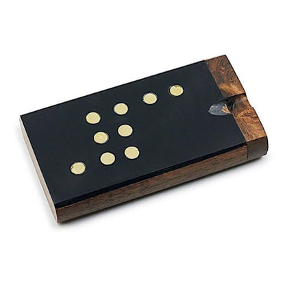 Handmade Wooden Blacked Domino with Brass Dots from Smoking Accessories Stud Dugout