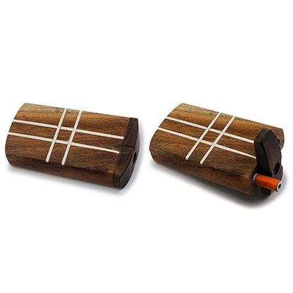 Wooden Blocked Dugout With Inlaid White Lines And Swivel Lid - Beautifully Handcrafted