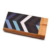 Geometric patterned clutch purse with wooden frame - handmade wooden dugout accessory