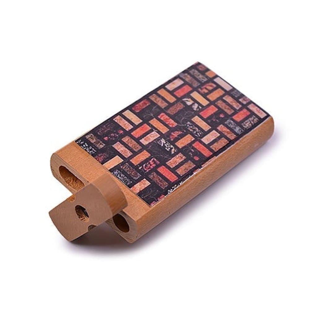 Beautifully handcrafted wooden dugout pipe with mosaic-patterned lid for smoking