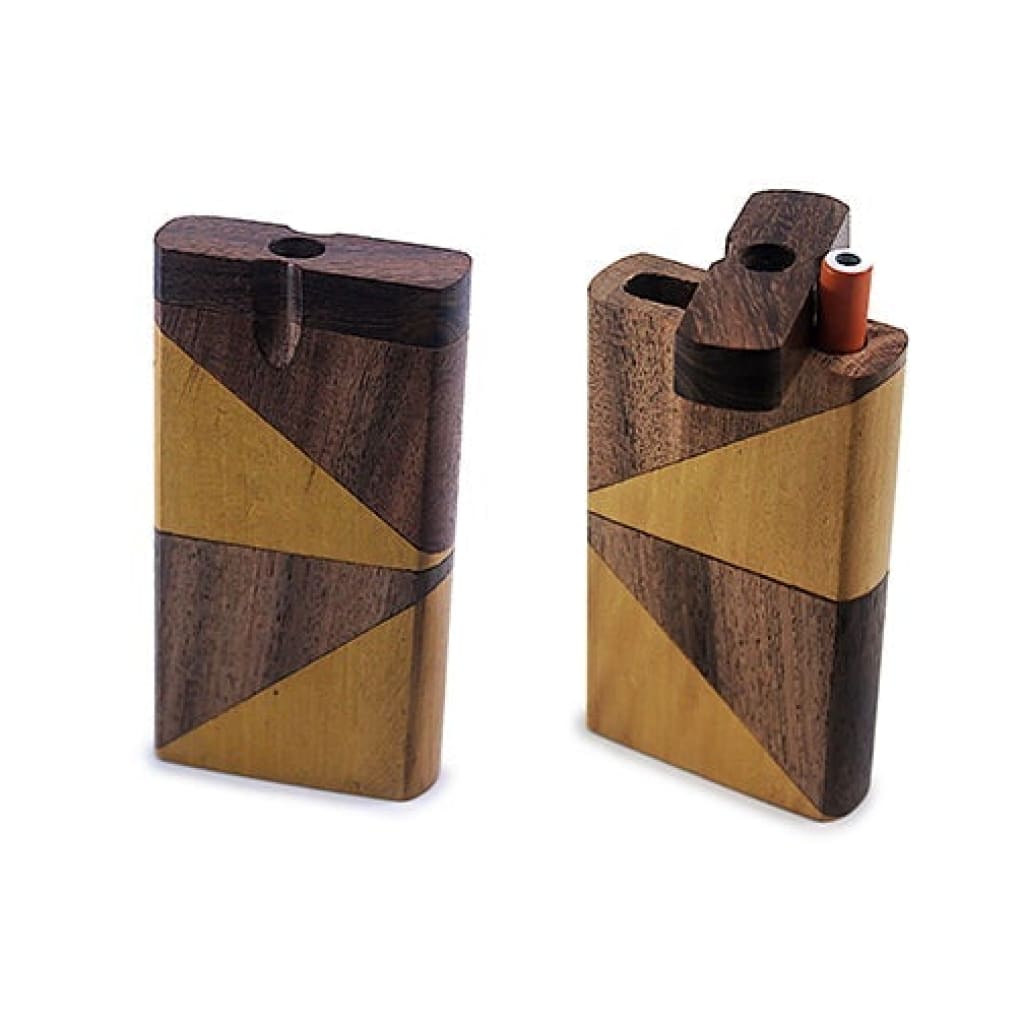Handmade Wooden Two Shade Dugout with geometric brass inlay for smoking accessories