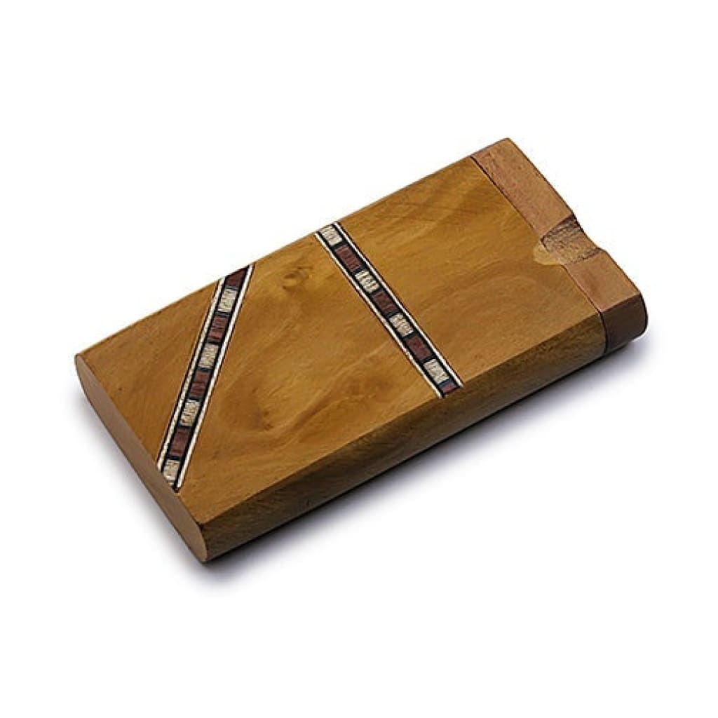 Handmade wooden unparalleled cigarette case with inlaid stripes, beautifully handcrafted