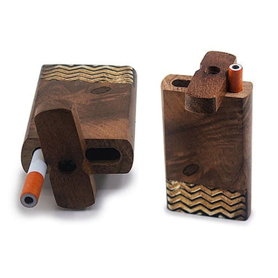 Handmade wooden wave pattern dugout pipe with carved zigzag design for unique style