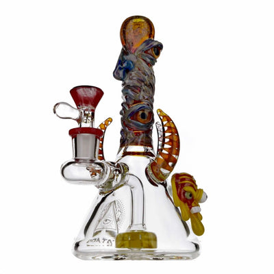 Decorative Banger Hanger Style Beaker Bong with Slit Showerhead Percolator and heady glass accents