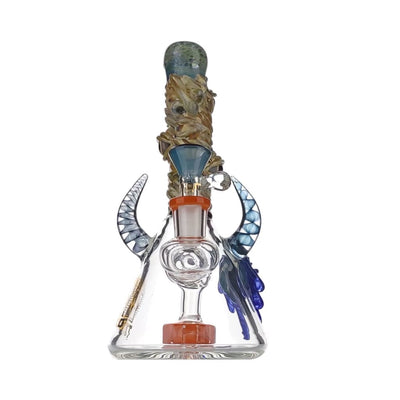 Decorative heady glass Banger Hanger Style Beaker Bong with slit showerhead percolator