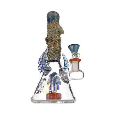 Heady glass Banger Hanger style beaker bong with slit showerhead percolator accents