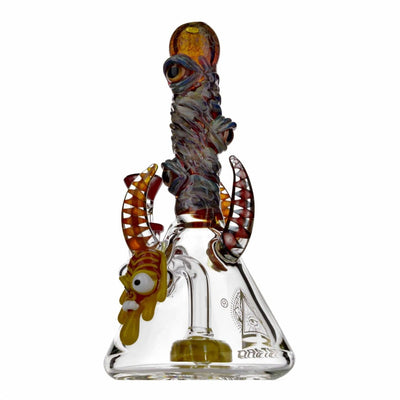 Heady glass Banger Hanger Style Beaker Bong with orange and brown dragon design