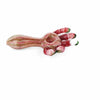 Heady Zombie Hand Pipe with elongated fingers, swirls of red & pink in brightly-colored glass