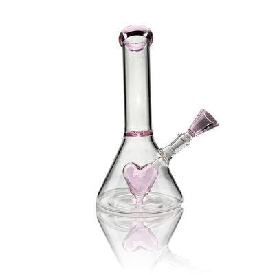 Heartbreaker Mini Glass Water Pipe with Heart Ice Catcher and Pink Heart Percolator