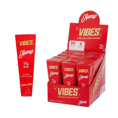 Smooth Vibes hemp pre-rolled cones in display box with multiple packs