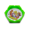 Bright green hexagon designed silicone ashtray with cartoon character, freezer safe and shatter resistant