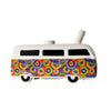 Colorful tie-dye Volkswagen van ceramic figurine for Groovy Trip Hippie Bus Hand Pipe