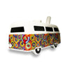 Colorful tie-dye patterned Volkswagen van toy model for Groovy Trip Hippie Bus Hand Pipe