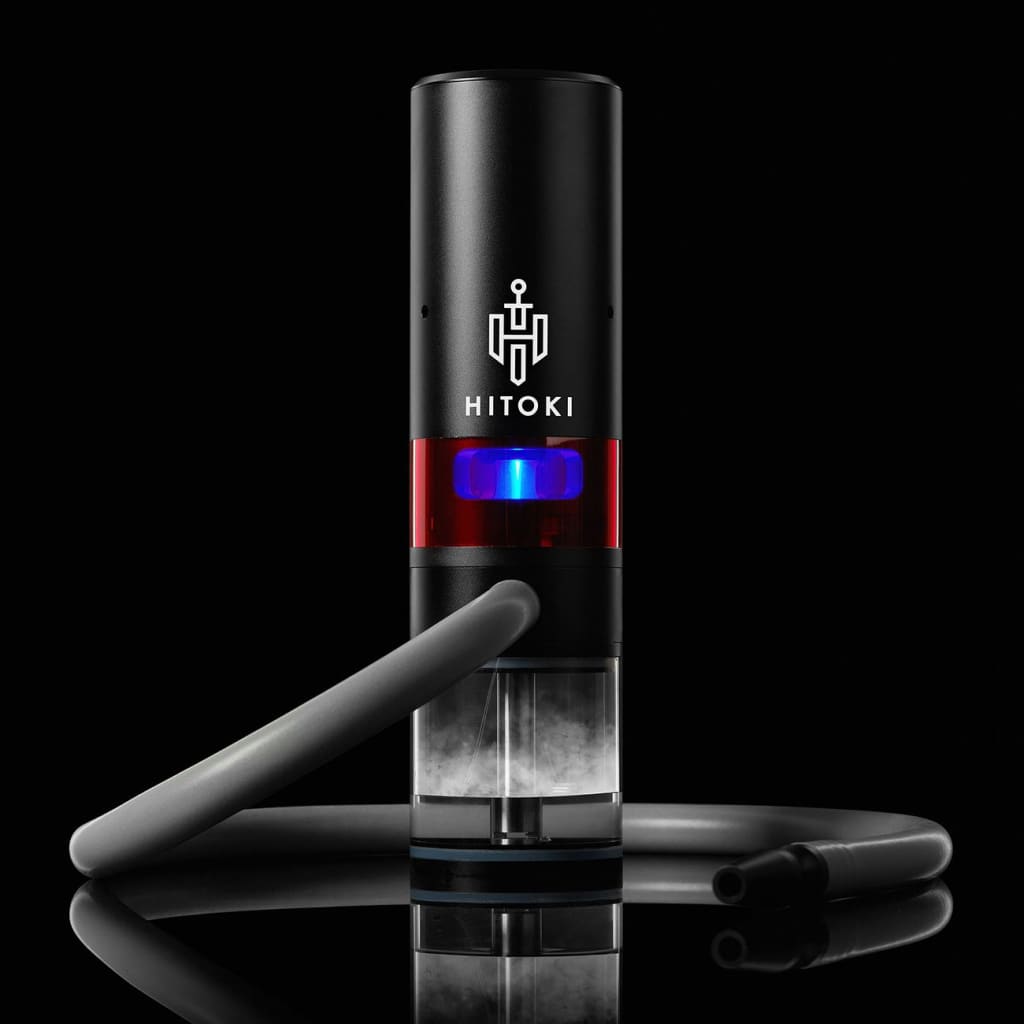 Black Hitoki Trident laser bong with hose and concentrated beam