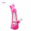 Waxmaid Horn Silicone Glass Water Pipe - Pink, Unique Curved Shape with Small Stem