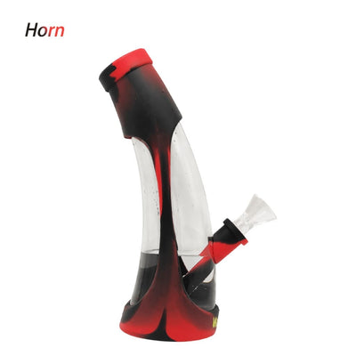 Waxmaid Horn Silicone Glass Water Pipe with Red and Black Coloring to Enhance Your Collection