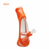 Orange Waxmaid Horn Silicone Glass Water Pipe with curved shape and small glass bowl