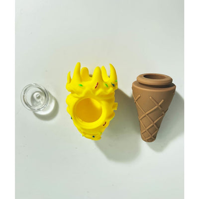 Yellow dragon ice cream cone silicone pipe with sprinkles