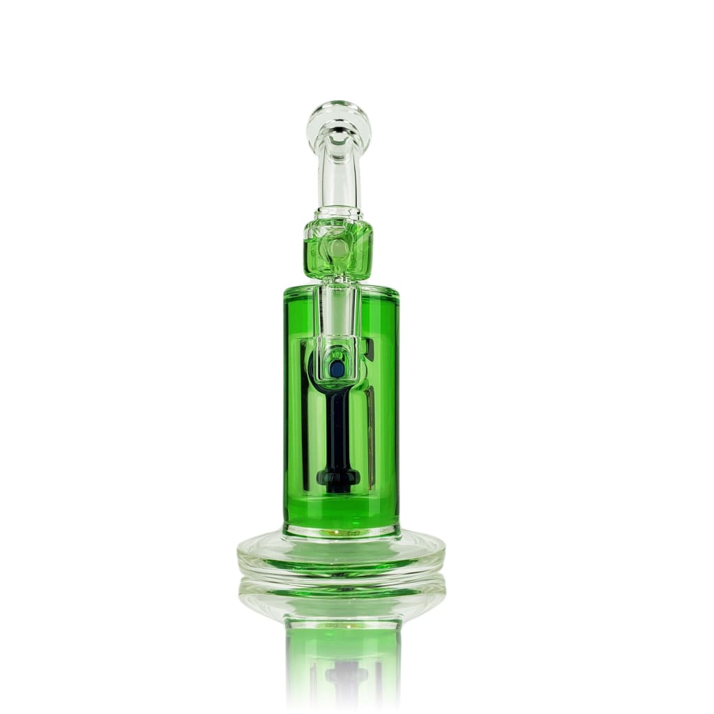 Vibrant green heat-resistant glass Cool Hitter water pipe with icy gel accents