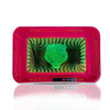 Full-sized Infinity Mirror Rolling Tray with RGB lights featuring green holographic tiger head