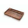 Wooden organizer compartments in Solid Walnut Hardwood Irving Rolling Tray for cannabis connoisseurs