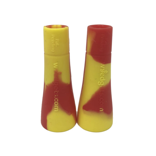 Colorful silicone mouthpieces for filter weed pipe with roach clip function in red and yellow swirls