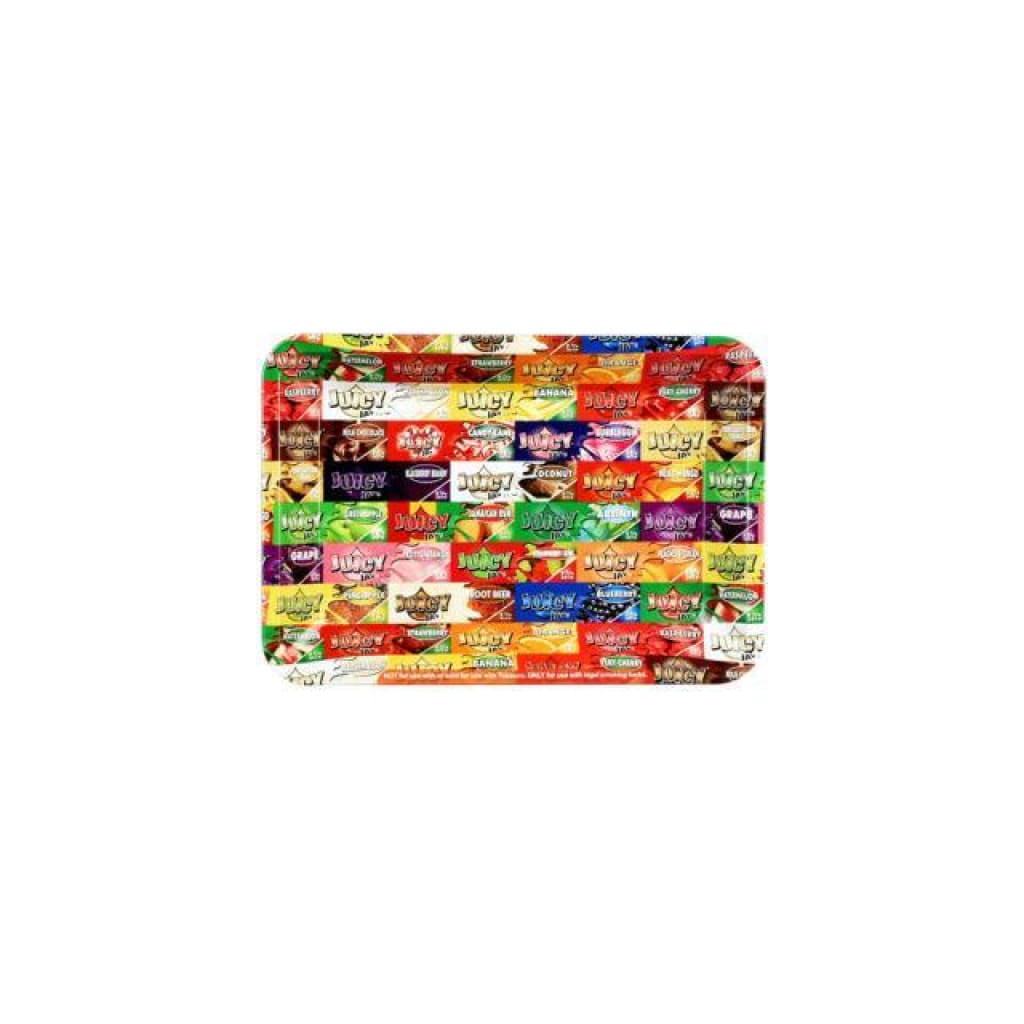 Colorful tray with snack and candy wrappers next to Portable Glass Hand Pipe 7 x 5
