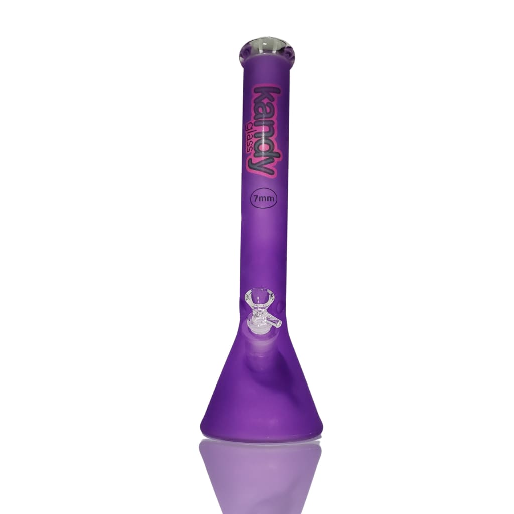 Purple glass bong ’Kandy’ branding, beaker base 7mm, extremely impressive water pipe 17