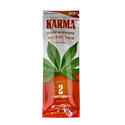 Karma Hemp Wraps in Tropic Trip flavor for legal blends, packing straws included