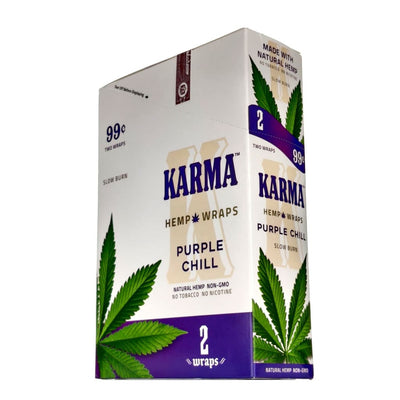 Karma Hemp Wraps in Purple Chill flavor for clean legal blends with packing straws
