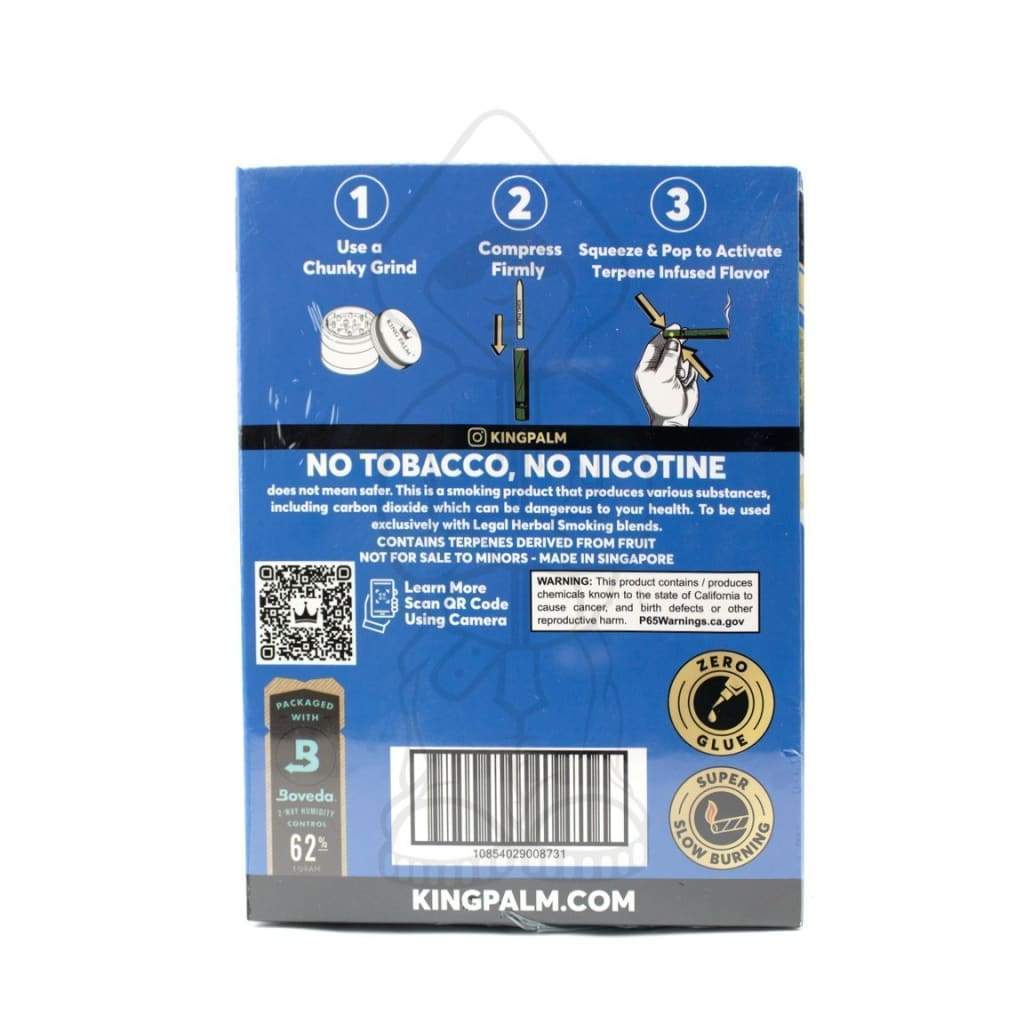 Product packaging for King Palm Magic Blunt Wraps with Flavor Burst featuring terpenes