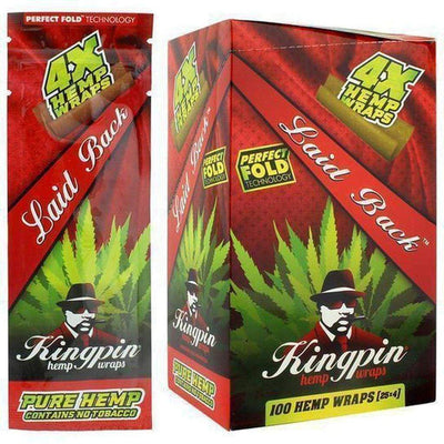 Kingpin Hemp Wraps Packaging With Cannabis Leaf Imagery And a Stylized Character Logo