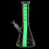 Klean Glass bong with dark stripe and green signature glow in the dark accents