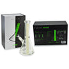 Klean Glass beaker water pipe with packaging and accessories, signature glow in dark stripe