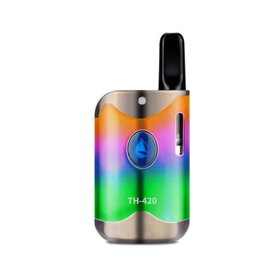 Leaf Buddi Vape Kit: Colorful ’TH-420’ e-cigarette with rainbow design, ccell cartridge