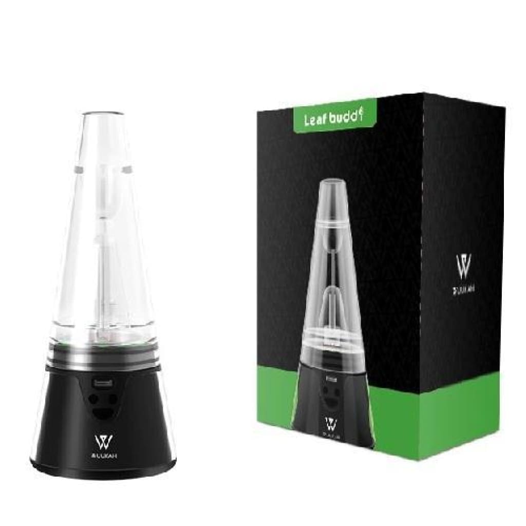 Leaf Buddi Wuukah electronic rig vaporizer with conduction heating and product packaging