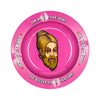 Lion Rolling Circus ashtray - bright pink with face illustration and ’Sexy Sadie’ text