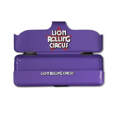 Purple Lion Rolling Circus rolling machine displayed on the Lion Rolling Circus Tin Rolling Tray