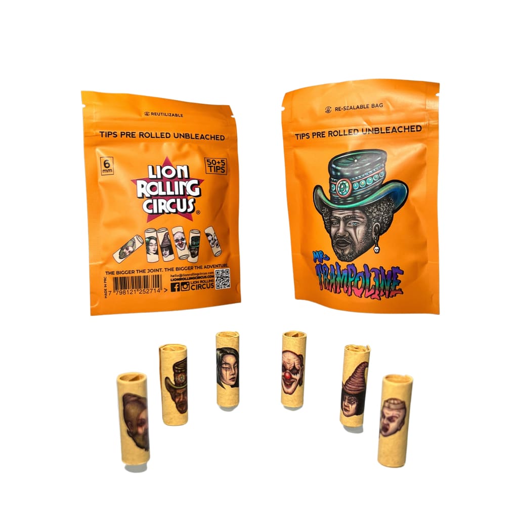 Colorful Lion Rolling Circus unbleached filter tips with circus character designs