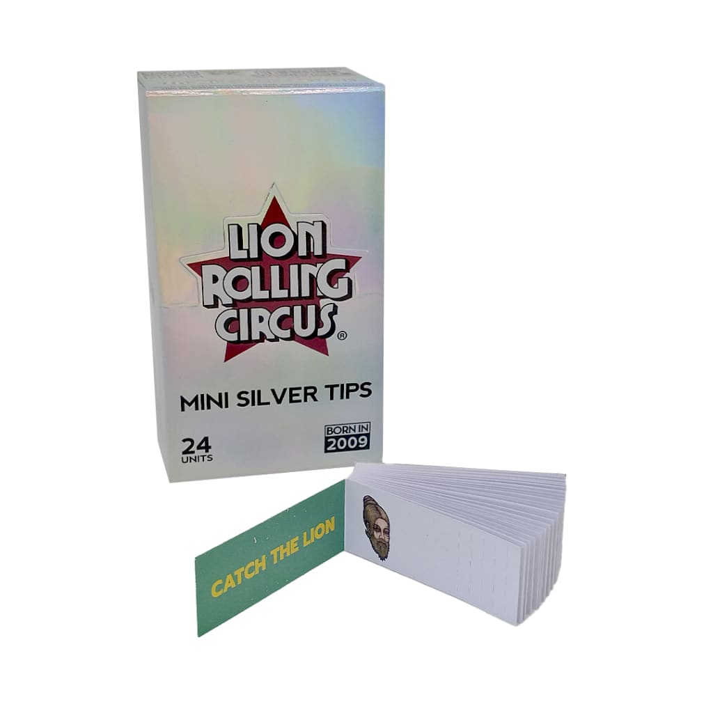 Box Of Lion Rolling Circus Mini Silver Tips With 24 Units - Unbleached & Bleached Sheets