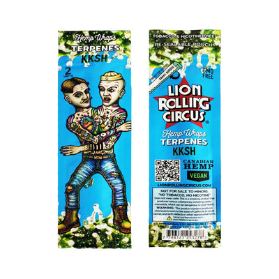 Lion Rolling Circus Terpene Hemp Wrap Packaging With Surreal, Colorful Artwork