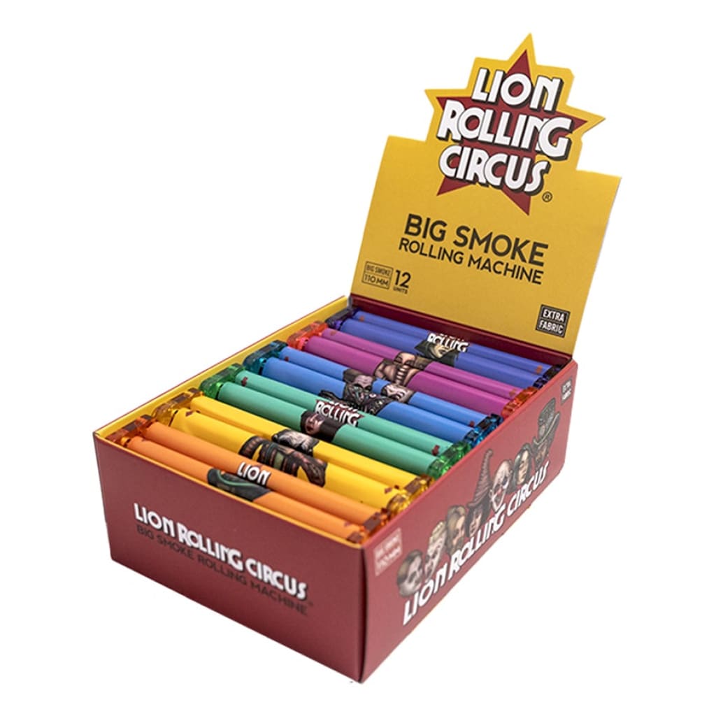Brightly colored rolling machines from Lion Rolling Circus in Freaky Fun Rollers display box
