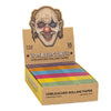 Display box of Lion Rolling Circus unbleached rolling papers with clown illustration