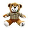 Brown teddy bear in plaid shirt, the Lit Plush Benny cuddly smoking buddy perfect stoner gift