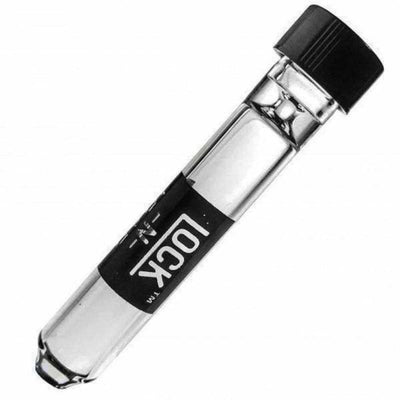 Clear glass vial with black cap for Lock n Load One-hitter Glass Pipe and Chillum