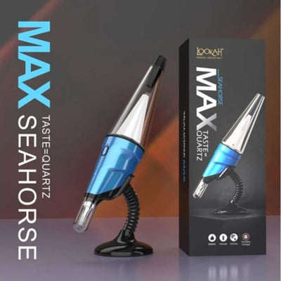 Futuristic Lookah Seahorse Max Dab Wax Nectar Pen with sleek blue and silver design