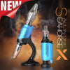 Lookah Seahorse concentrate vaporizer with blue body & clear tank in two configurations