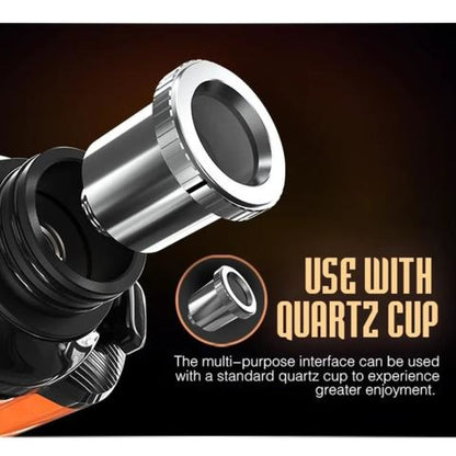 Metallic cylindrical attachment for Lookah Seahorse concentrate vaporizer with quartz cup